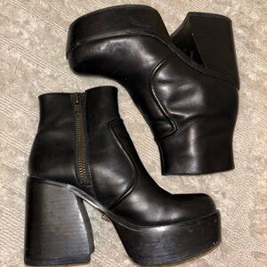 Naked Wolfe Black Platform Ankle Boots